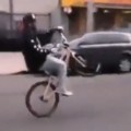 Guy Doing Wheelies On Bike Has Death Wish