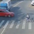 Extremely Lucky Cyclist Cheats Death