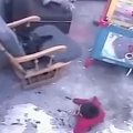 Cat saves baby from falling down stairs
