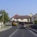 Out of Control Cement Truck Flies Around The Corner