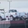 Car falls off ferry