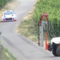 Rally Car Almost Hits Tractor During Race