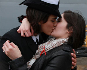 Navy Petty Officer Marissa Gaeta same-sex couple Kissing