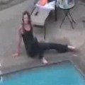 Crazy Woman Thrown Into Pool Twice