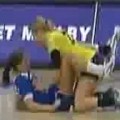 Two Girls Fall And Land In An Awkward Position