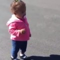 Little Girl Is Scared Of Her Shadow