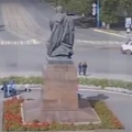 Thumb for Bus drives straight through roundabout