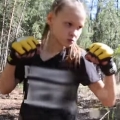 Savage Little Girl Punches Down A Tree In Russia