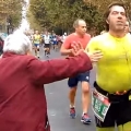 Grandma gives high-fives at marathon 