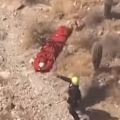 Stretcher spins out of control during air rescue