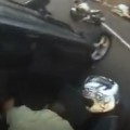 Biker Saves Girl From Overturned Car