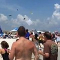 Blue Angels Low Flyby Sends Beach Umbrellas Flying