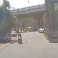 Girl On Scooter Hits A Car Head On
