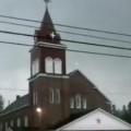 Church Steeple Struck By Intense Lightning