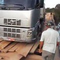 Large truck on wooden bridge, bad idea